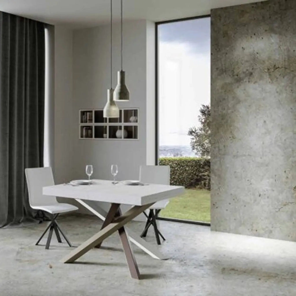 Tavolo allungabile 160/420x90 cm Volantis Premium colore bianco frassino gambe multicolore 4/C