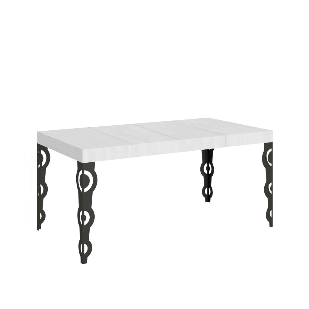 Tavolo allungabile 140/400x90 cm Karamay Premium bianco frassino gambe antracite