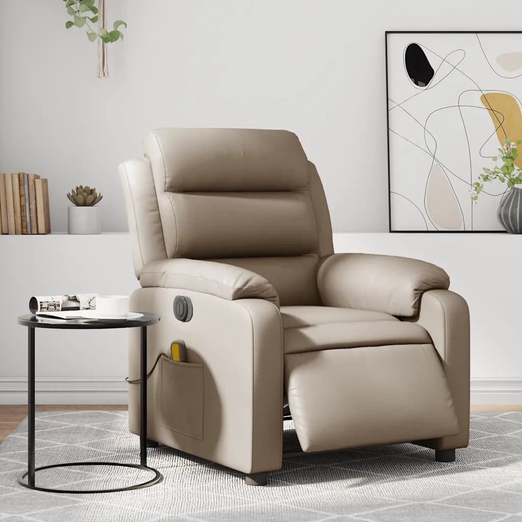 Divano Sedia-Poltrona Reclinabile Massaggio Elettrica Cappuccino Similpelle 300420