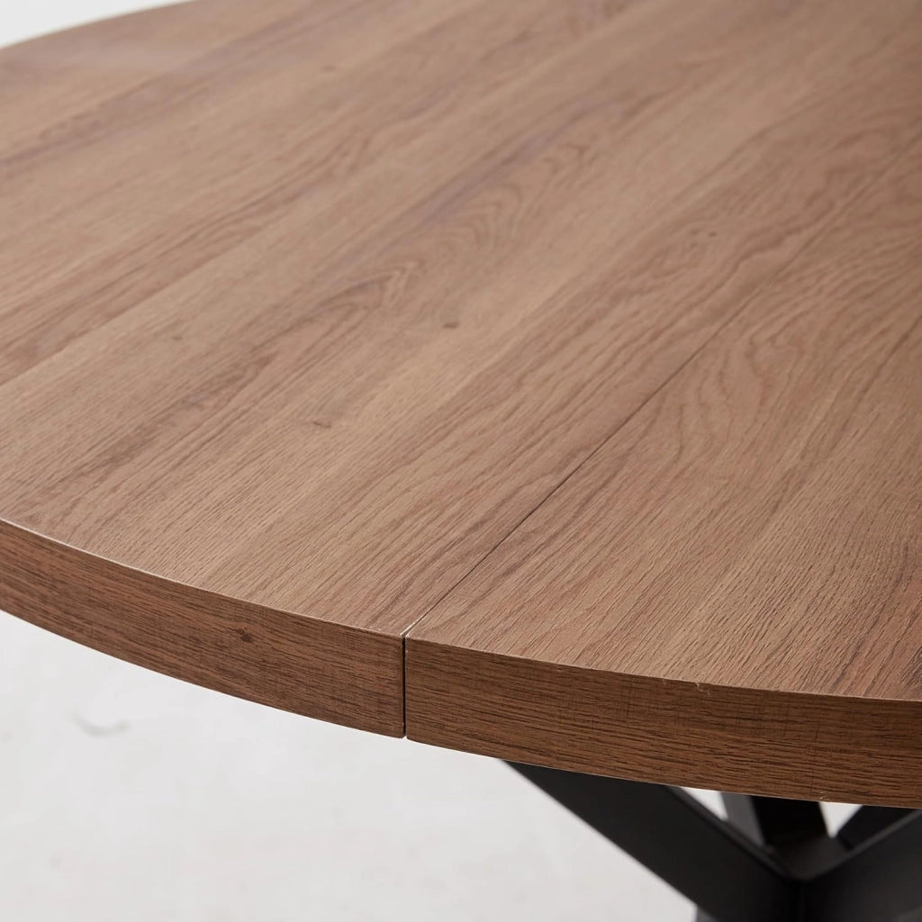 GrandCA HOME Set da pranzo Tavolo da pranzo con 4 sedie, Tavolo da pranzo rotondo in legno 100 * 100 * 75 cm, 4 sedie con schienale alto, Gambe in legno di faggio, (Marrone scuro + Nero)