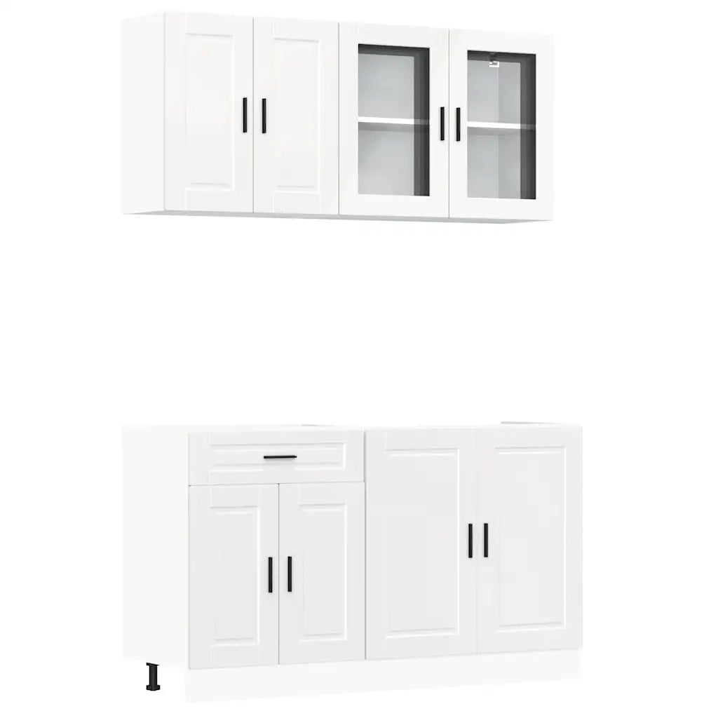 Set Mobili da Cucina 4 pz Kalmar Bianchi Lucido in Truciolato