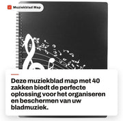 Foglio musicale impermeabile - Foglio musicale per fogli musicali - 40 borse A4 - Materiale ABS - Adatto per pianoforte/chitarra - Progetto compattabile