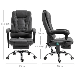 SEDIA Ufficio massaggiante e riscaldante reclinabile 65x70x111-119 cm Grigio scuro