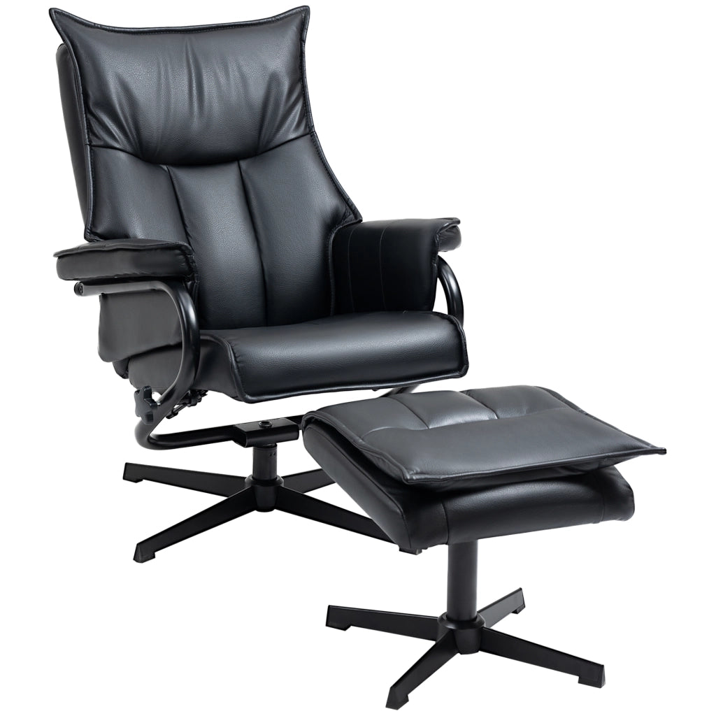 POLTRONA Girevole Reclinabile con Poggiapiedi 78x64,5x45 cm Nero