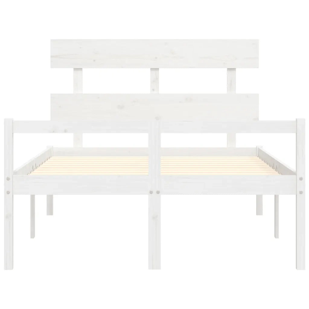 Letto matrimoniale | Letto per adulti | Letto per Anziani con Testiera Bianco 120x200 cm Legno Massello
