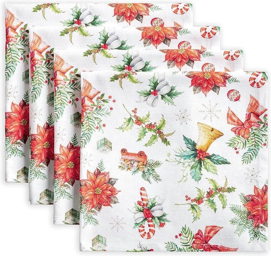 Set di 4 tovaglioli 100% cotone, luce e comodo, ideali per cene di famiglia, matrimoni, aperitivi, cucina, casa, Natale/Anniversario (45 cm x 45 cm)