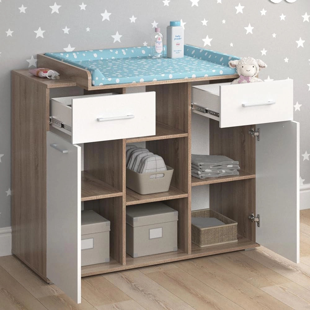 Fasciatoio Leonie, Sonoma, 113 x 109 cm, con fasciatoio rimovibile per l'utilizzo come cassettiera
