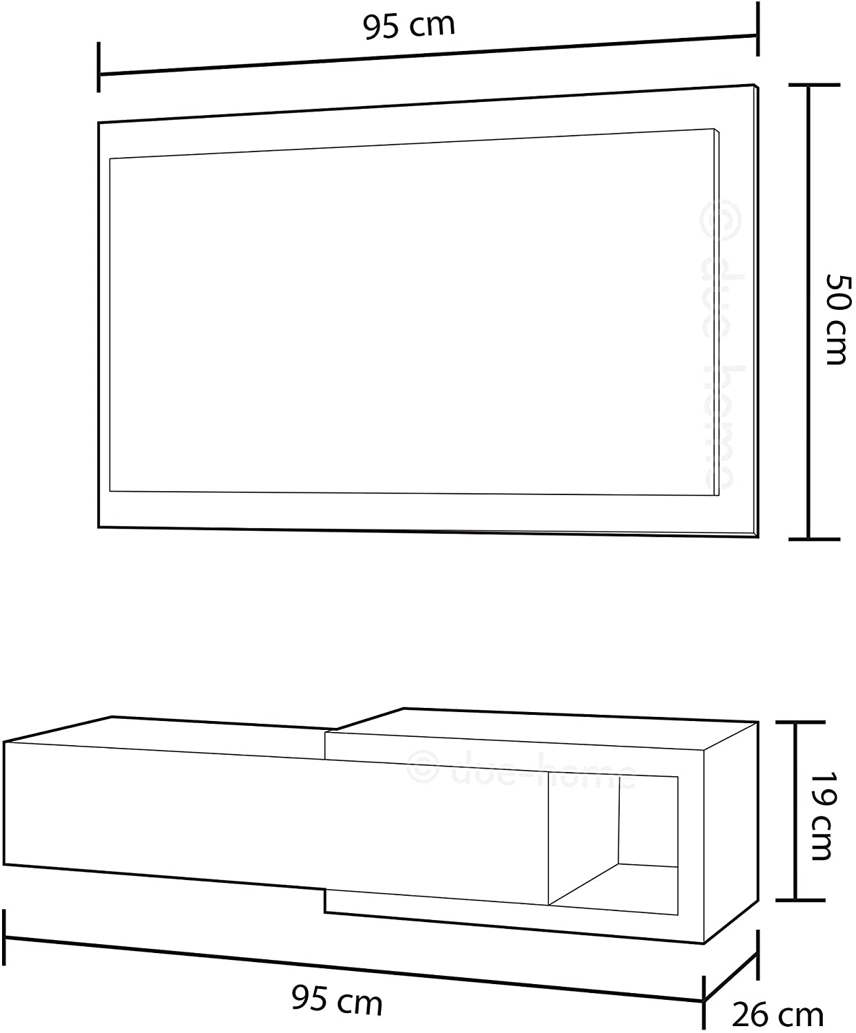 KIT MOBILE INGRESSO 1CASSETTO + 1 SPECCHIO 'NOON' BIANCO E CEMENTO