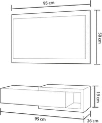KIT MOBILE INGRESSO 1CASSETTO + 1 SPECCHIO 'NOON' BIANCO E CEMENTO