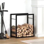Portalegna Nero Opaco 50x28x56 cm in Acciaio 350304