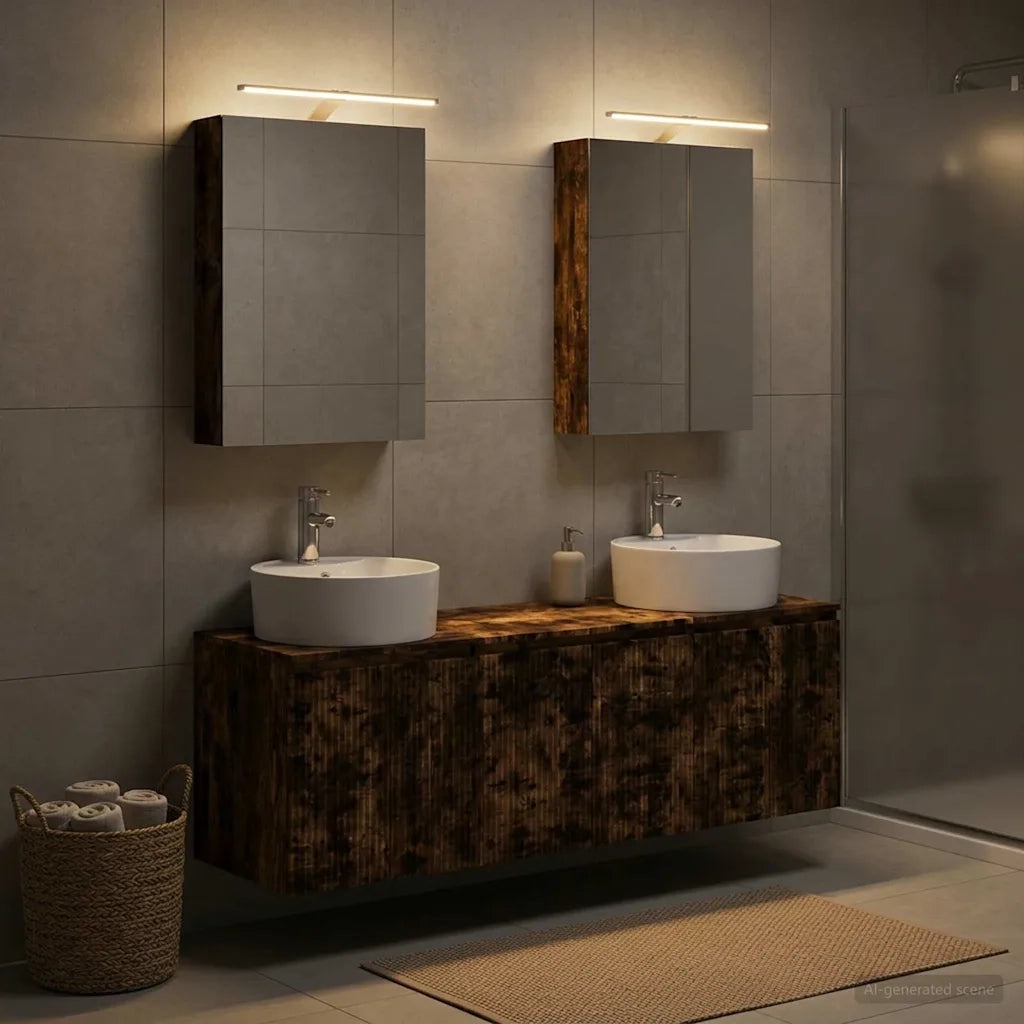 Set di Armadi da Bagno 5 pcs Rovere Fumo Legno ingegnerizzato 3406435