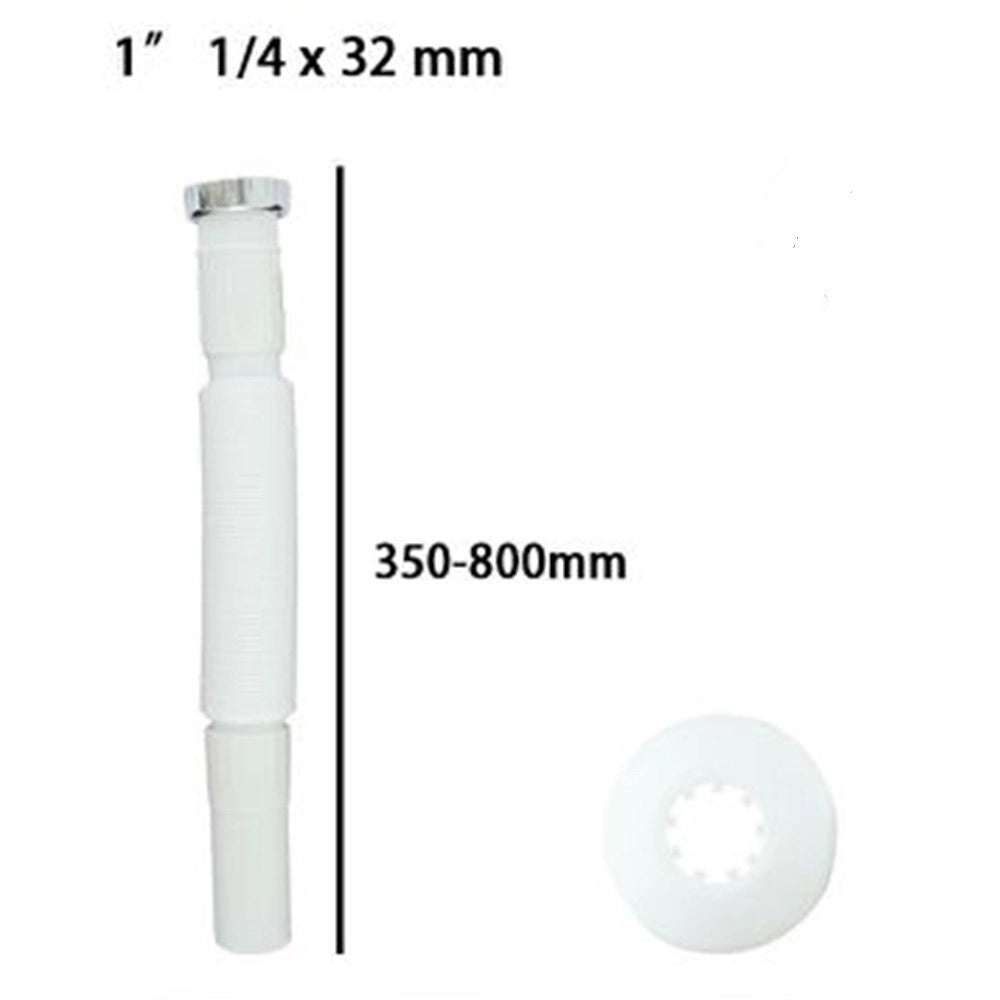 Trade Shop - Canotto Tubo Scarico Flessibile Estensibile Con Testa Metallo 1" 1/4x32mm 59950 -
