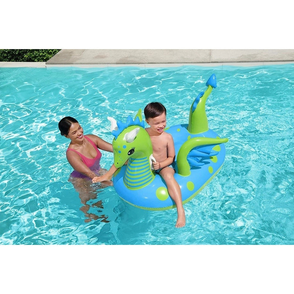 Trade Shop - Cavalcabile Gonfiabile Forma Drago Fantasy Dragon 134x142 Cm Con Maniglie 41476 -