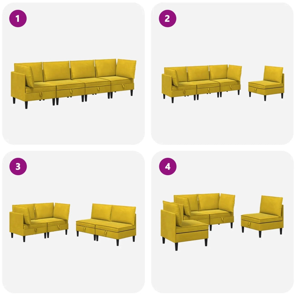 Set di mobili per il soggiorno con cuscino 4 pcs Giallo Velluto