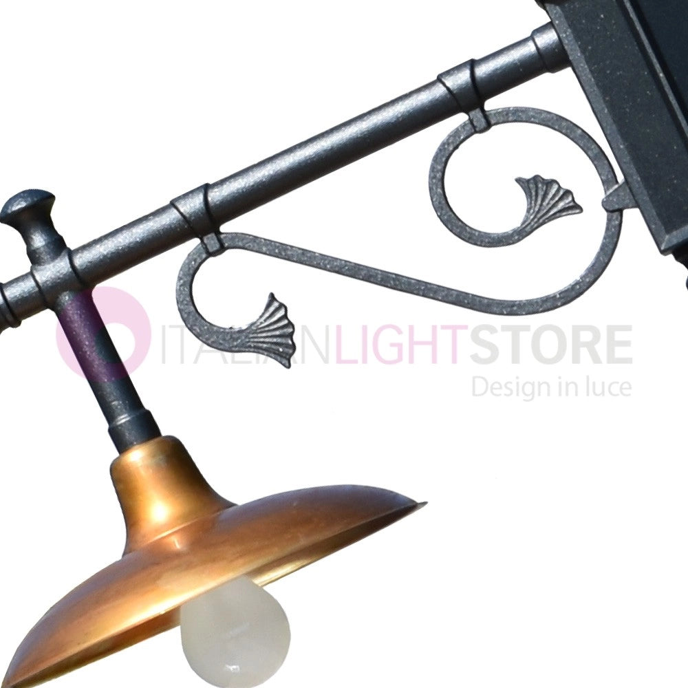 NIKE ANTRACITE Lampione da giardino 1 luce con piatto in ottone anticato