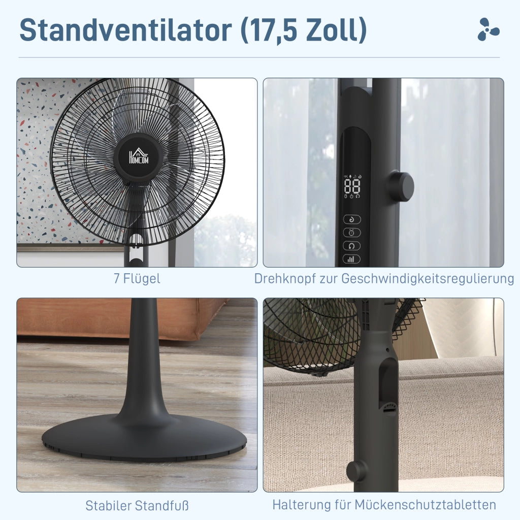Ventilatore da terra con telecomando ¨C zephmum ¨C 3 velocit¨¤, nero