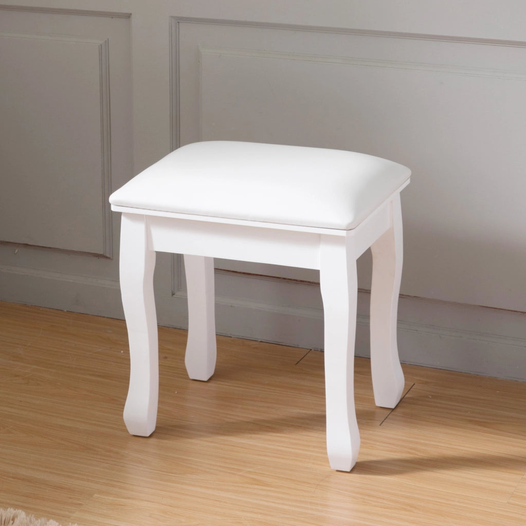 Sgabello da toeletta bianco in legno massello