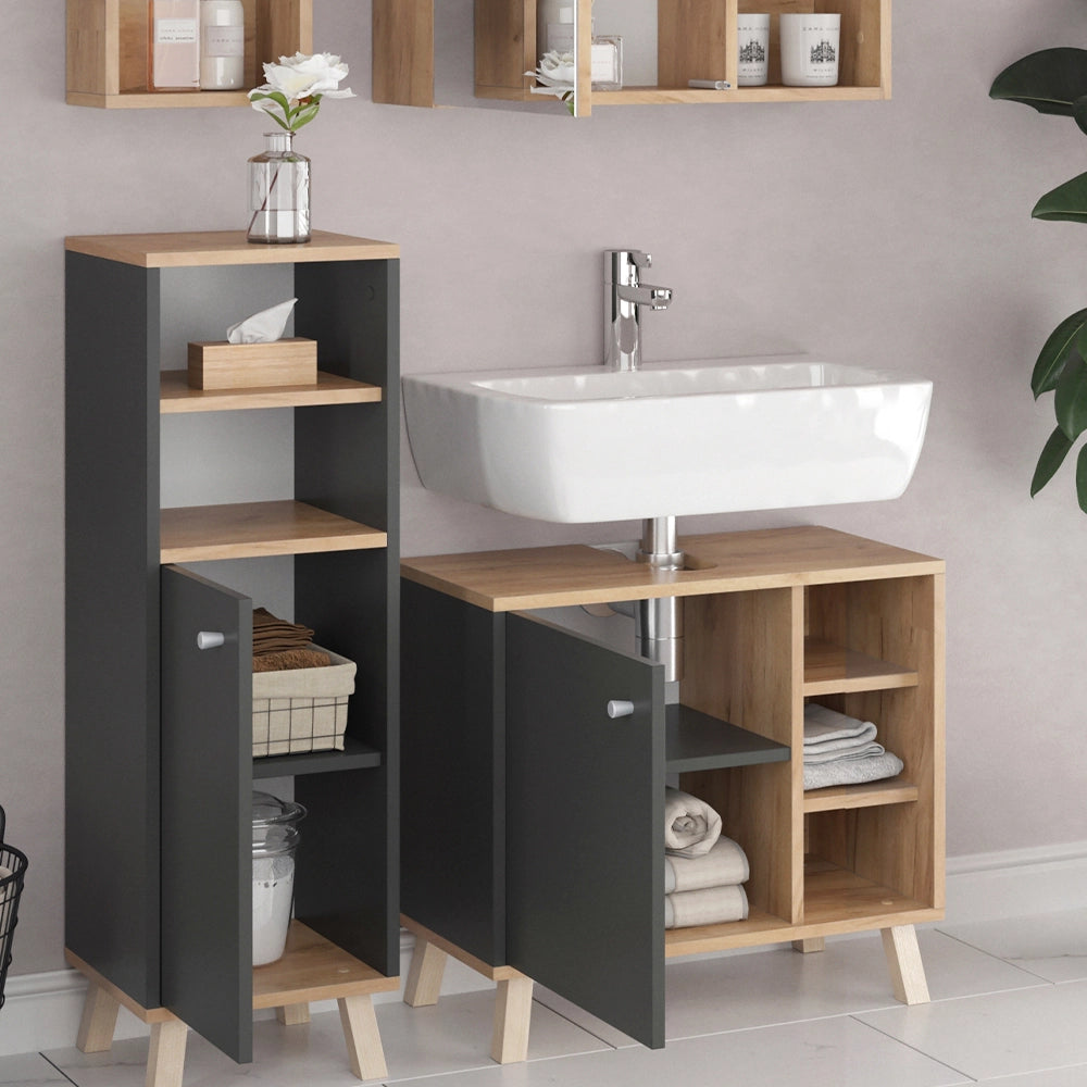 Vicco Set mobili bagno Antracite 4 parti, con pensile