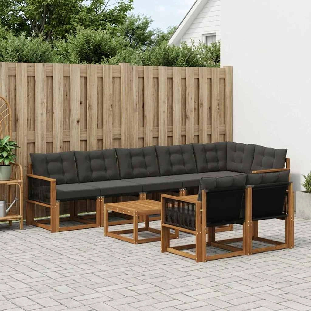 Set di divani da esterno 9 pz Naturale e Nero 3382048