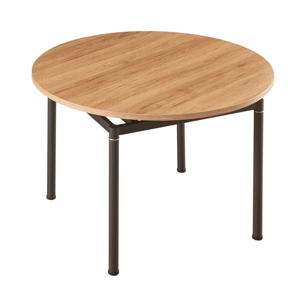 Set da Pranzo Hemnes Tavolo Rotondo Ø100 cm e 4 Sedie Tessuto Marrone Chiaro [en.casa]