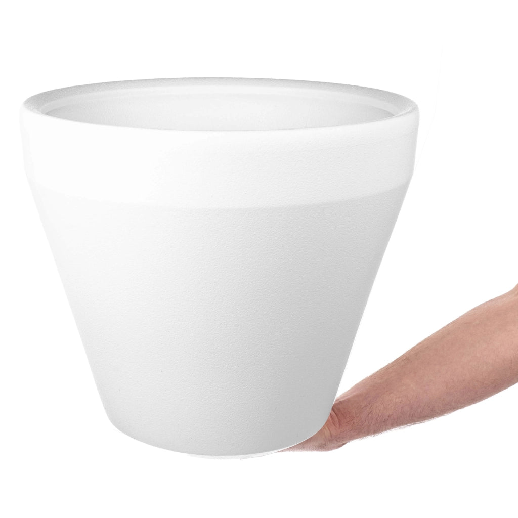 Vaso da fiori KADAX, grande, rotondo, da giardino, bianco, 39 cm