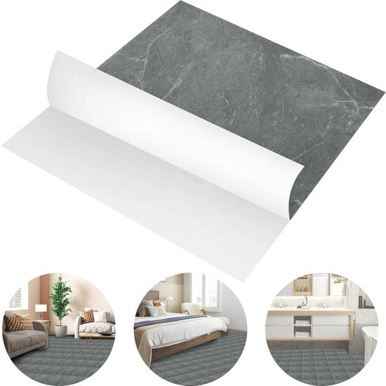 Tegoli in PVC autofissanti - look marmo grigio - 99 pezzi - 9 m²