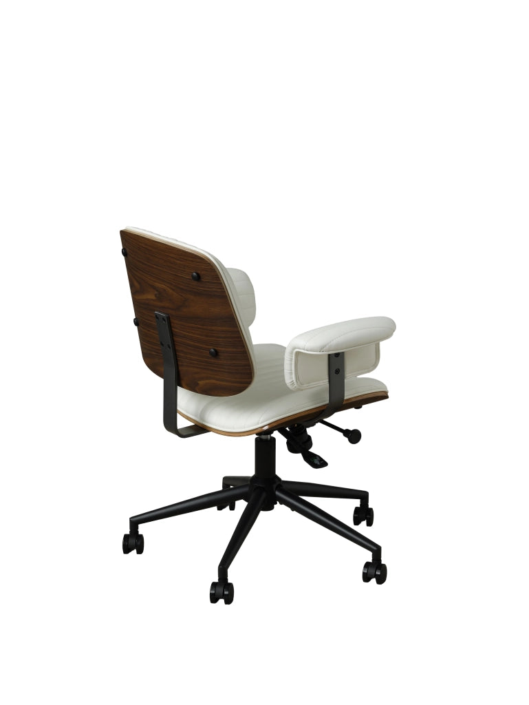 SEDIA UFFICIO Girevole 360° con ruote PU Beige in pelle e metallo