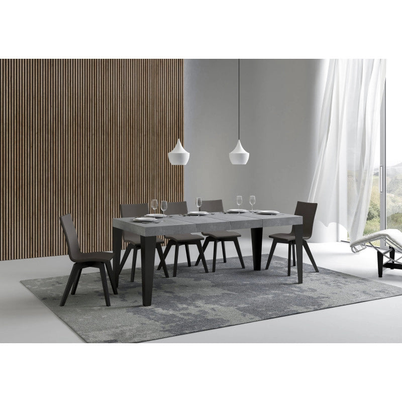 Tavolo allungabile 120/380x90 cm Flame Premium telaio Antracite - Cemento