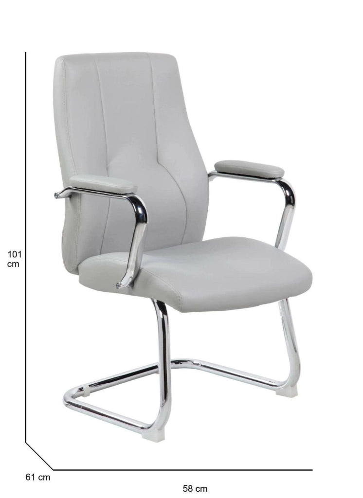Sedia da ufficio Lucana, Seduta sala da attesa con braccioli per ufficio, Seduta ergonomica da attesa, 61x58h101 cm, Grigio