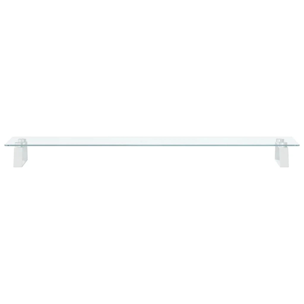 Supporto per monitor mobile da scrivania 100 x 20 x 8 cm vetro temperato e metallo bianco 02_0044823