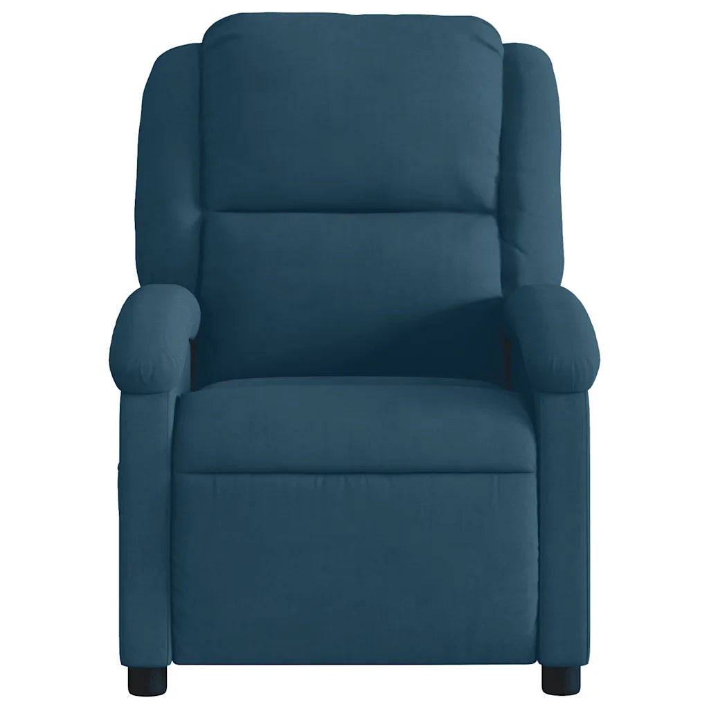 Poltrona Massaggiante Reclinabile Elettrica Blu in Velluto 3204299