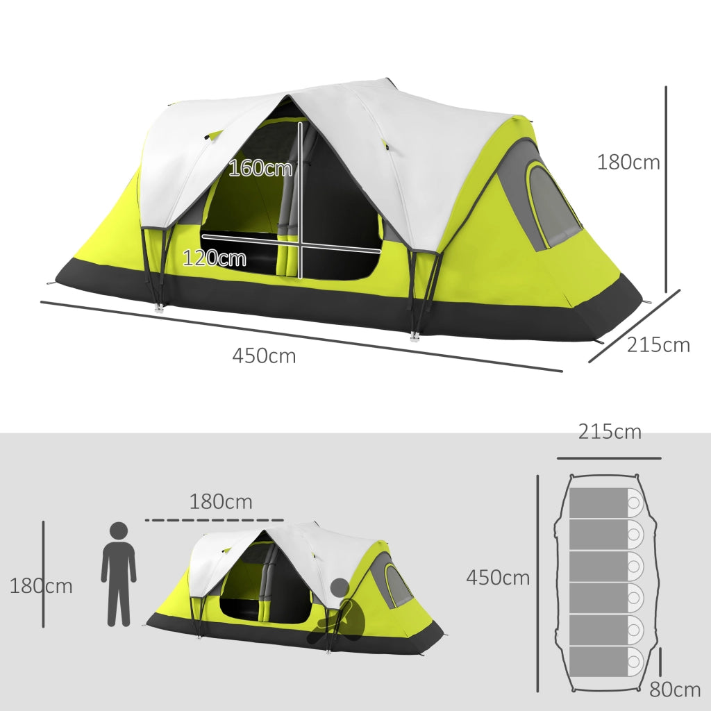 Tenda da Campeggio 6 Posti ¨C zephmum ¨C Verde Poliestere 450x215x180 cm