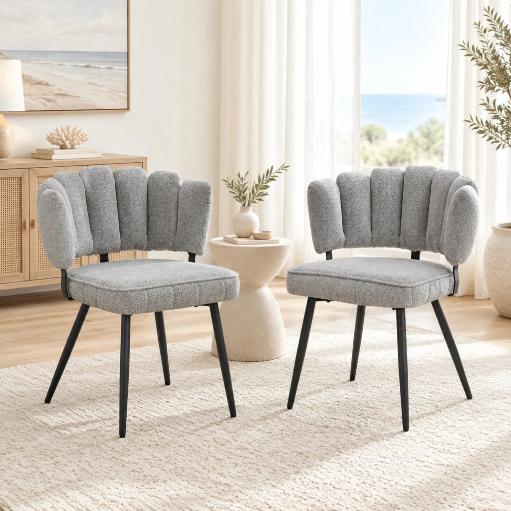 Set di 2 sedie da pranzo in velluto grigio