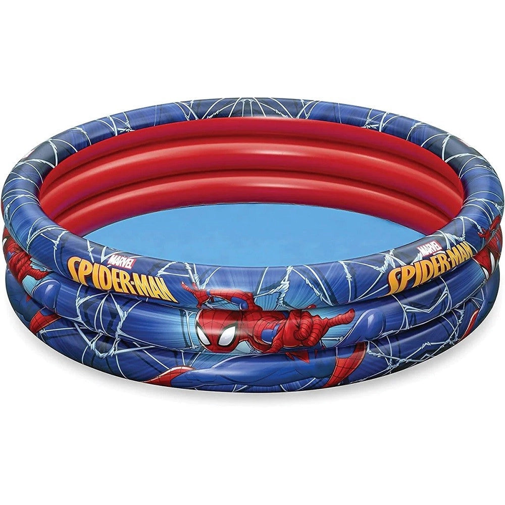 Trade Shop - Piscina Gonfiabile Spiderman L'uomo Ragno 3 Anelli 122x30cm Per Bambini 2+ 98018 -