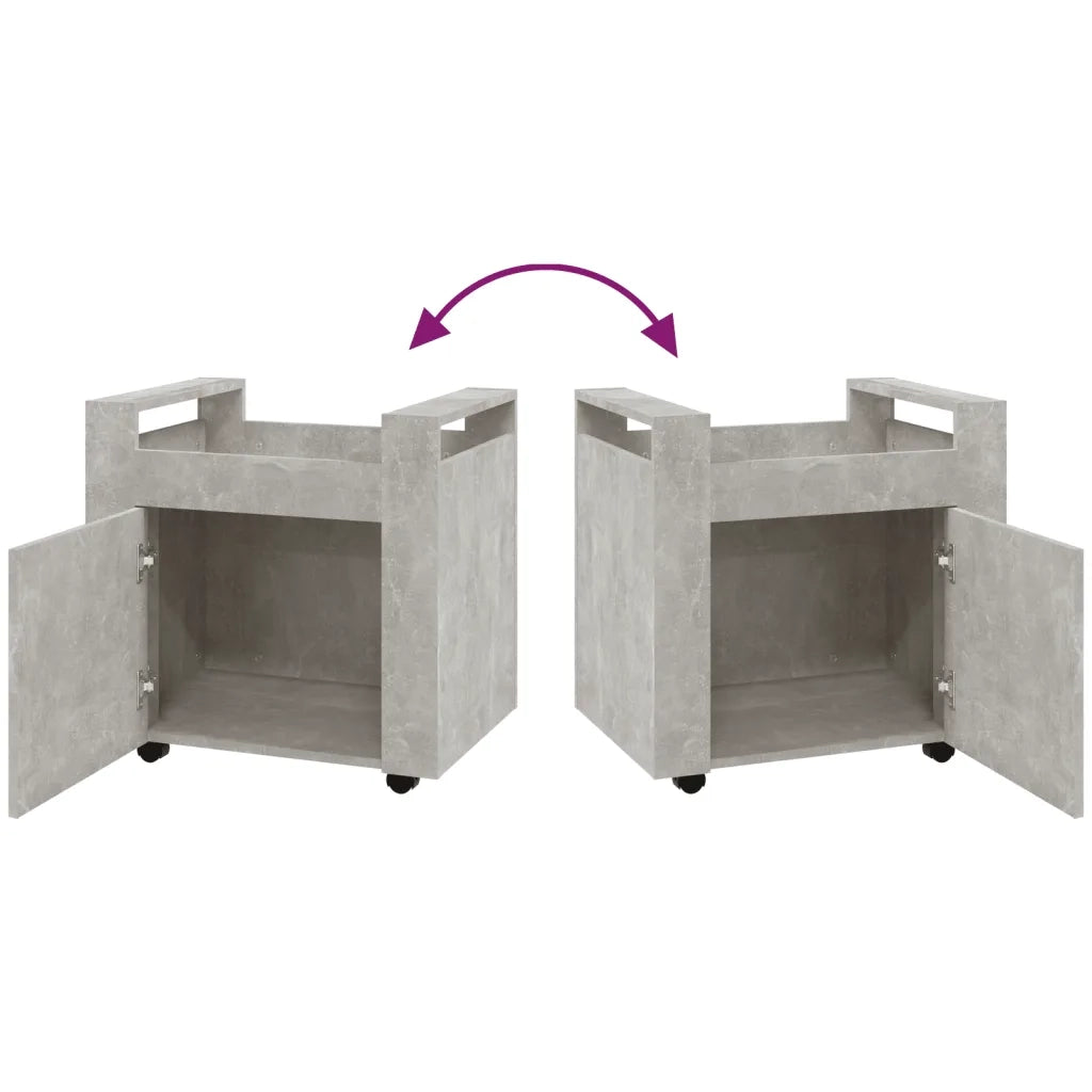 Carrello Scrivania Grigio cemento 60x45x60 cm Legno Multistrato