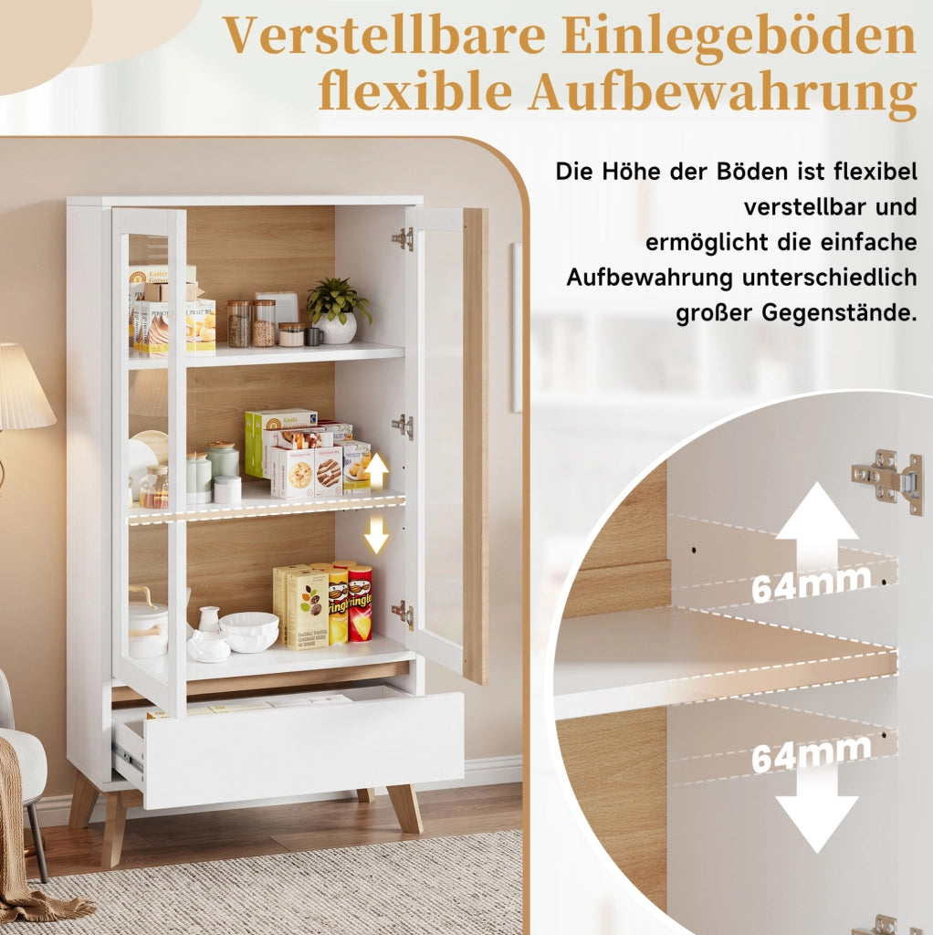 Armadio da cucina con cassetto e ripiani regolabili 80 x 40 x 150 cm; bianco