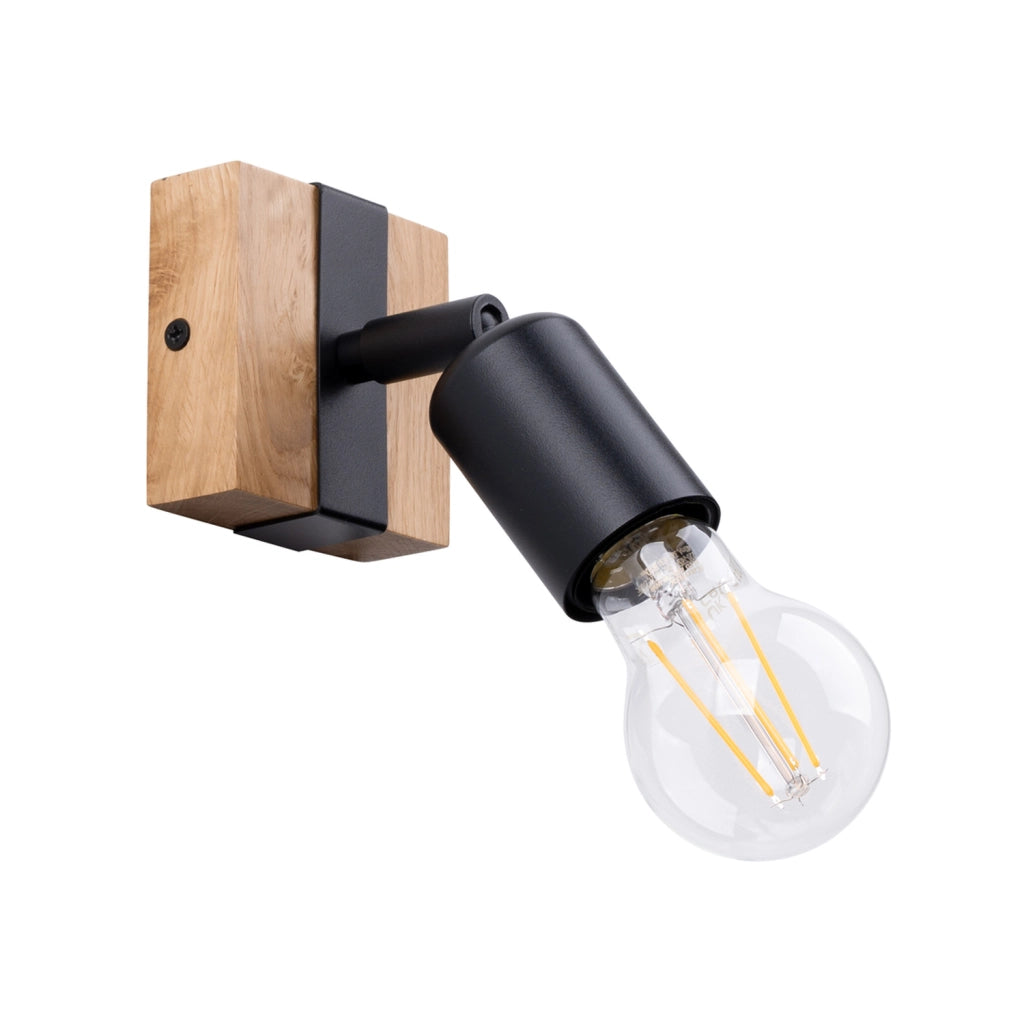 Applique faretto nero legno lettura LIMERO E27 15W Pure