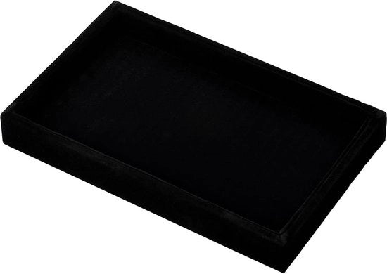 Display per gioielli in legno Display per gioielli in legno Supporto per anelli in legno Display per gioielli in velluto Dimensioni: 22,75cm x 14,5cm x 2,9cm (nero)