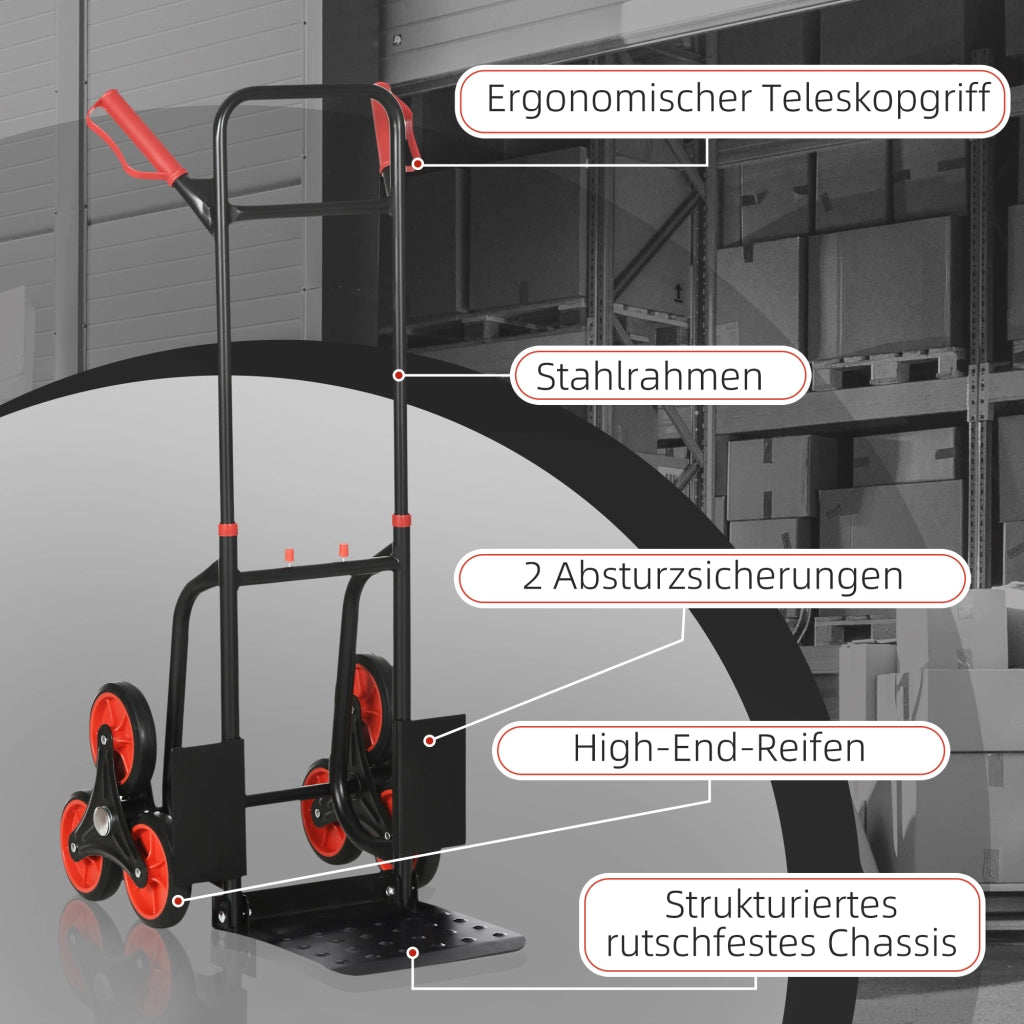 Carrello Saliscale Pieghevole ¨C Xylo ¨C Portata 120 kg, Acciaio, Maniglia Regolabile, 45x60x109 cm