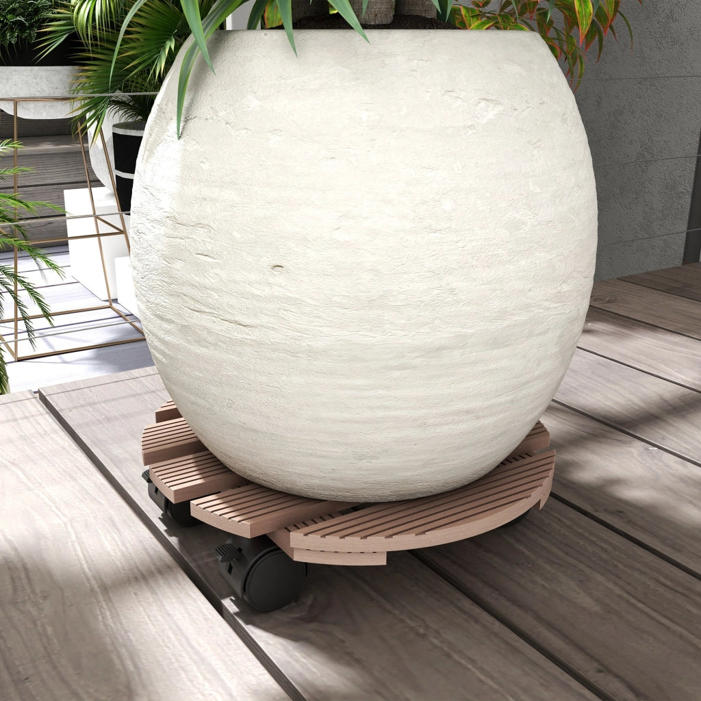 Set di 4 supporti per piante rotondi ¨C zephmum ¨C ?30 cm con ruote, per interno ed esterno