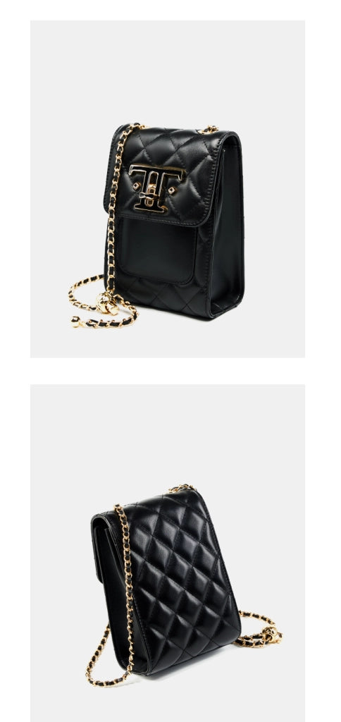 Borsa a mano da donna in vera pelle, stile retr¨°, nera.