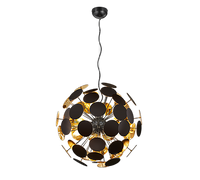 Lampada a sospensione sfera tondi, metallo, nero opaco e oro, D 54 cm, Discalgo
