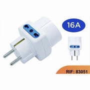 Trade Shop - Adattatore Spina 16a 2 Prese Bipasso 10a/16a 2p+t 1 Presa Universale 10/16a Schuko 83051 -