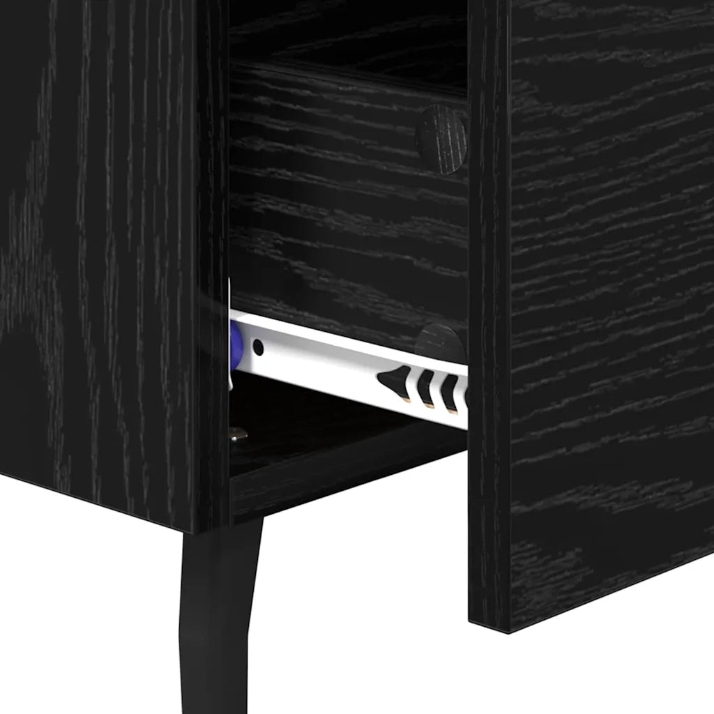 Comodino | Armadio da Notte | Mobiletto da notte con cassetto Rovere Nero 40 x 35 x 47,5 cm