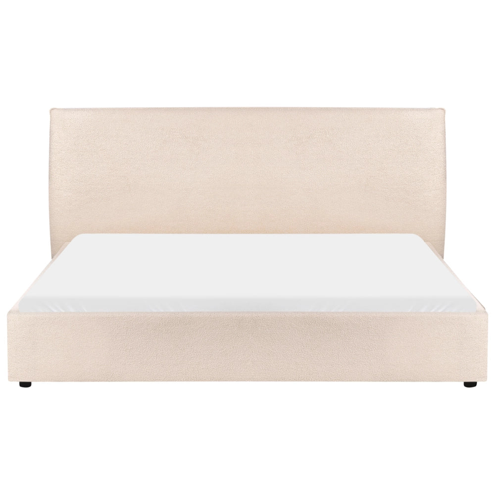 Letto matrimoniale ad acqua in bouclè beige 180 x 200 cm stile classico minimalista