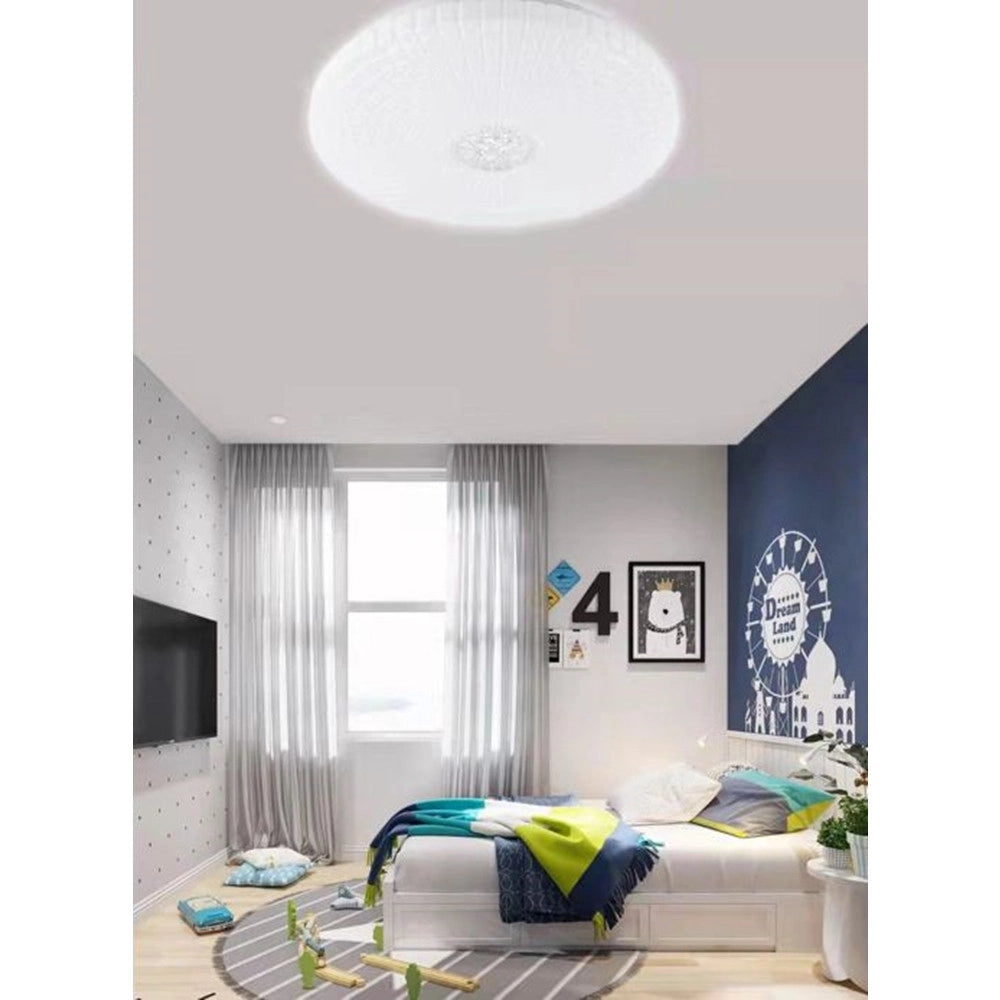 Trade Shop - Plafoniera Soffitto 45w Decoro Con Cristalli Centrale Luce Fredda Naturale Fst-40a21081 - -bianco Naturale      -