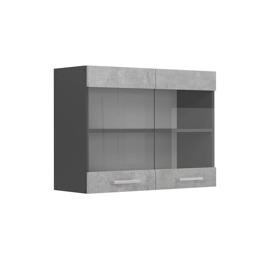Vicco Mobile da cucina in vetro Calcestruzzo 80 cm