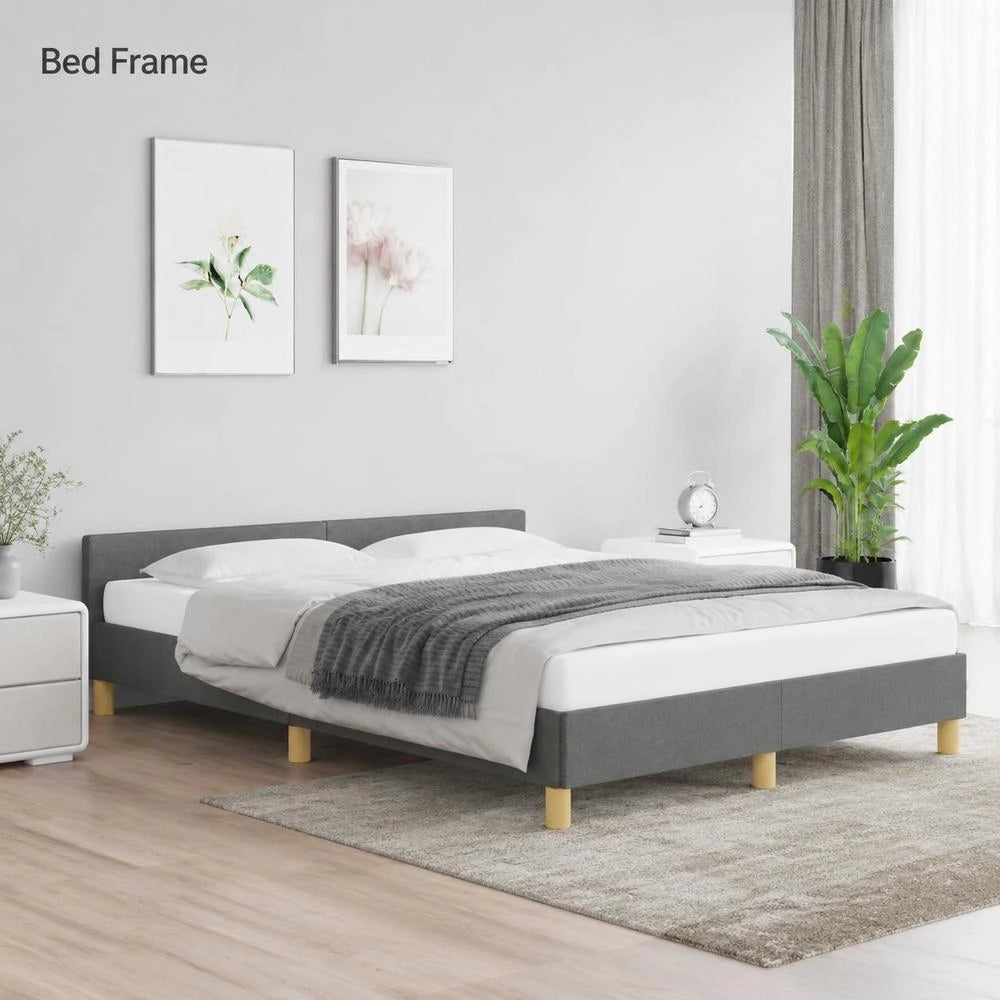 Bed Frame Without Mattress Dark Grey 140x200 Cm Fabric