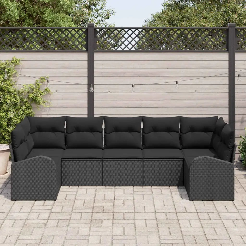 Set Divano da Giardino con cuscino 7 pcs Nero polyrattan 3354862
