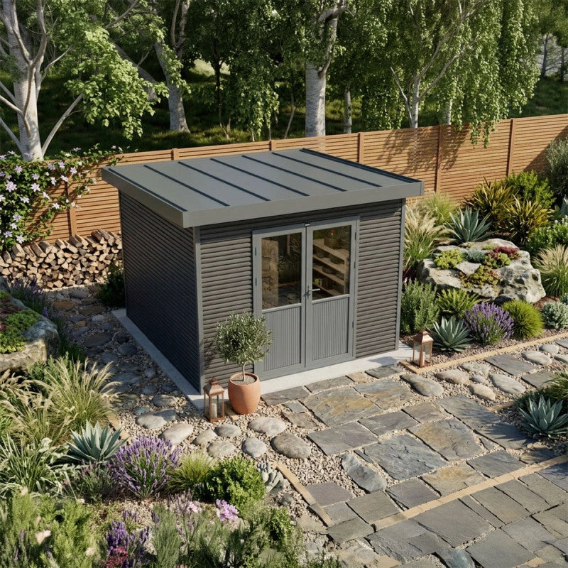 Casetta da giardino in legno composito Onyx 33 - 9m² - Grigio